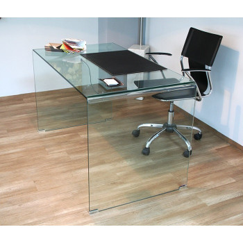  - Bureau en verre courbé Glassy 100x60x75 cm
