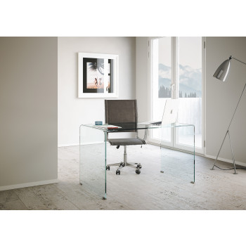  - Bureau en verre courbé Glassy 120x70x75 cm