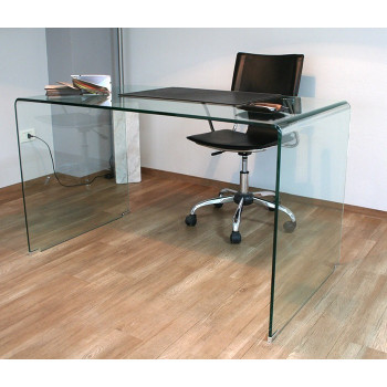  - Bureau en verre courbé Glassy 120x70x75 cm
