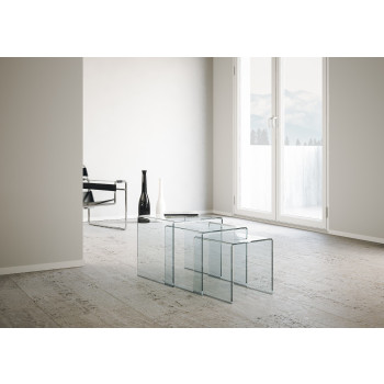  - Tables basses transparentes Nest Triptyque 34x34x34-38x38x38-42x42x42 cm