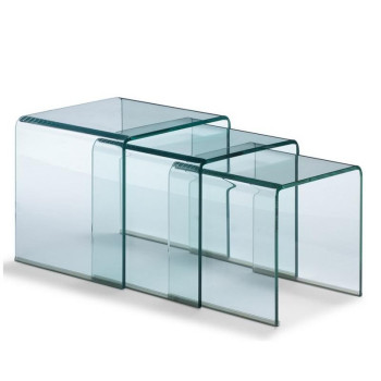 - Tables basses transparentes Nest Triptyque 34x34x34-38x38x38-42x42x42 cm