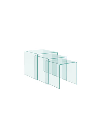 - Tables basses transparentes Nest Triptyque 34x34x34-38x38x38-42x42x42 cm
