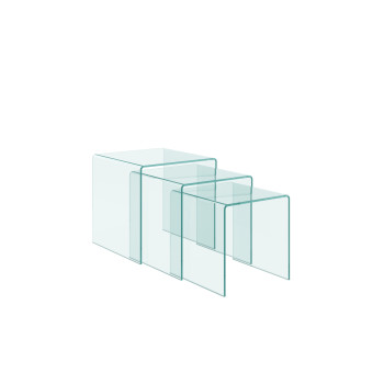  - Tables basses transparentes Nest Triptyque 34x34x34-38x38x38-42x42x42 cm