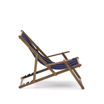 Hamac d'extérieur pliable Vilara à rayures bleues et beiges en bois d'acacia massif 100 % FSC