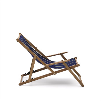 Hamac d'extérieur pliable Vilara à rayures bleues et beiges en bois d'acacia massif 100 % FSC