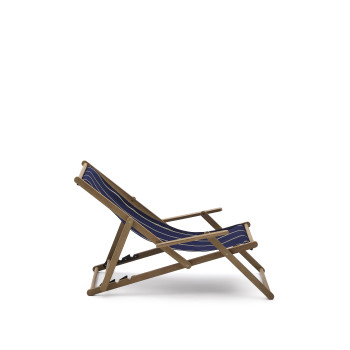 Hamac d'extérieur pliable Vilara à rayures bleues et beiges en bois d'acacia massif 100 % FSC