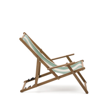 Hamac pliant d'extérieur Vilara à rayures vertes et beiges en bois massif d'acacia 100 % FSC