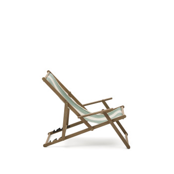 Hamac pliant d'extérieur Vilara à rayures vertes et beiges en bois massif d'acacia 100 % FSC