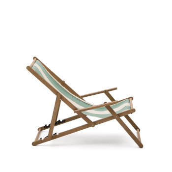 Hamac pliant d'extérieur Vilara à rayures vertes et beiges en bois massif d'acacia 100 % FSC