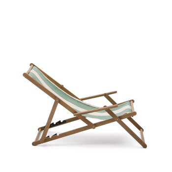 Hamac pliant d'extérieur Vilara à rayures vertes et beiges en bois massif d'acacia 100 % FSC