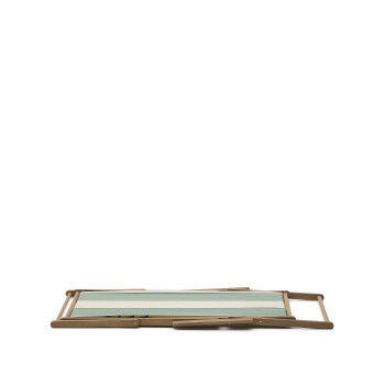 Hamac pliant d'extérieur Vilara à rayures vertes et beiges en bois massif d'acacia 100 % FSC