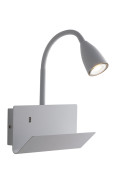 Applique murale flexible blanche GULP avec port USB 2A, 1 ampoule GU10, dimensions 23 x 27 x 49 cm.