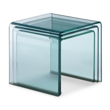Objets en verre - Triptyque Nest tables transparentes 34x34x34-38x38x38-42x42x42