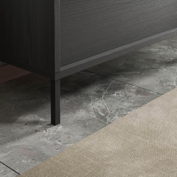 Salle de bain sur pied avec 2 tiroirs - ACIER 