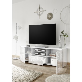Meuble TV 2 portes MIRO 181x57x43 cm avec 1 tiroir, blanc