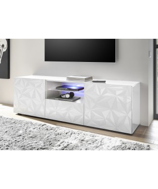 Meuble TV PRISMA avec 2 portes et 1 tiroir, coloris blanc