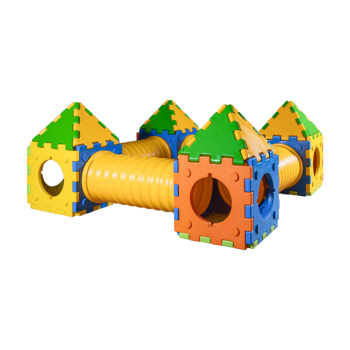 Château de jeu modulaire avec 4 maisons et 4 tunnels