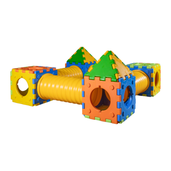 Jeu modulaire Castello B avec 2 maisons, 2 cubes et 4 tunnels