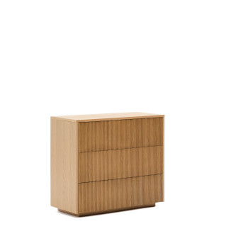 Commode Helvine à 3 tiroirs en placage chêne 90 x 78 cm FSC 100%