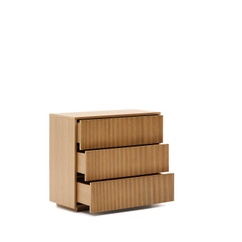 Commode Helvine à 3 tiroirs en placage chêne 90 x 78 cm FSC 100%
