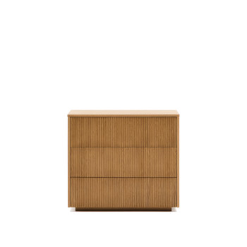 Commode Helvine à 3 tiroirs en placage chêne 90 x 78 cm FSC 100%