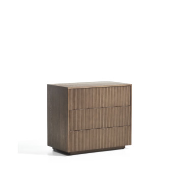 Commode Helvine à 3 tiroirs en placage frêne finition noyer 90 x 78 cm FSC 100%