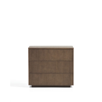 Commode Helvine à 3 tiroirs en placage frêne finition noyer 90 x 78 cm FSC 100%