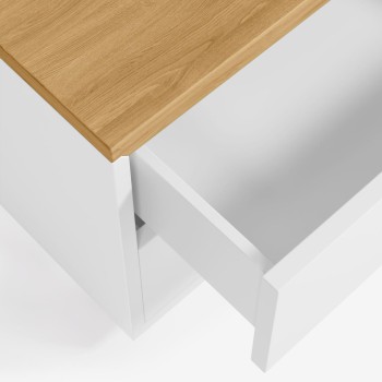 Table de chevet Abilen, placage chêne et laque blanche, 53 x 44 cm, FSC 100%