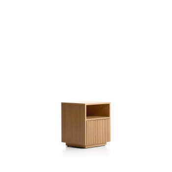 Table de chevet Helvine à 1 tiroir en placage chêne 45 x 52 cm FSC 100%
