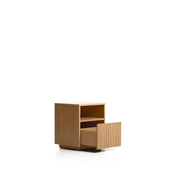 Table de chevet Helvine à 1 tiroir en placage chêne 45 x 52 cm FSC 100%