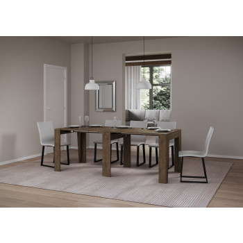 Console Anea - Console extensible 90x25/211 cm Anea Frêne blanc avec rallonges intérieures