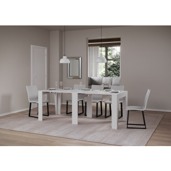 Console Anea - Console extensible 90x25/211 cm Anea Frêne blanc avec rallonges intérieures