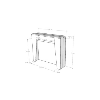 Console Anea - Console extensible 90x25/211 cm Anea Frêne blanc avec rallonges intérieures