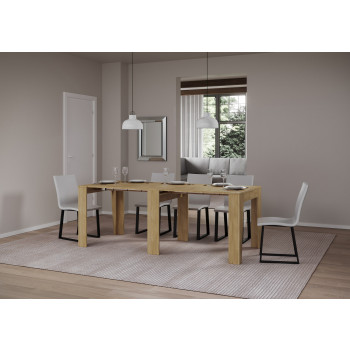 Console Anea - Console extensible 90x25/211 cm Anea Frêne blanc avec rallonges intérieures