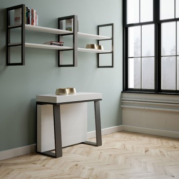 Console Asia avec structure anthracite - Console extensible 90x40/288 cm Frêne blanc Asia avec structure anthracite