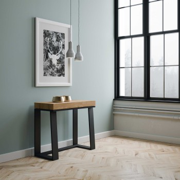 Console Asia avec structure anthracite - Console extensible 90x40/288 cm Frêne blanc Asia avec structure anthracite