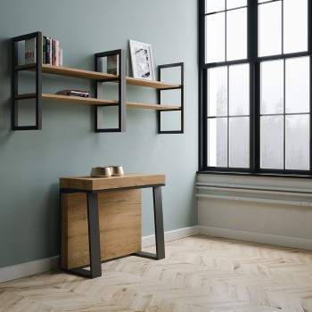 Console Asia avec structure anthracite - Console extensible 90x40/288 cm Frêne blanc Asia avec structure anthracite