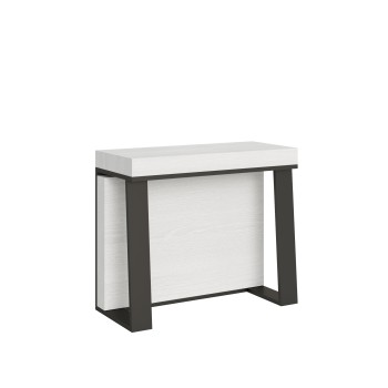 Console Asia avec structure anthracite - Console extensible 90x40/288 cm Frêne blanc Asia avec structure anthracite