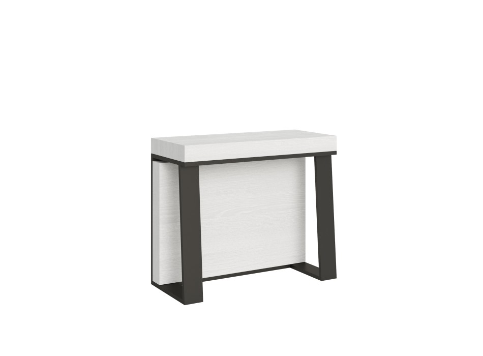 Console Asia avec structure anthracite - Console extensible 90x40/288 cm Frêne blanc Asia avec structure anthracite