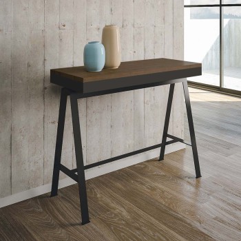 Console Banco Evolution avec cadre anthracite - Console extensible 90x40/196 cm Banco Small Evolution Chêne Naturel avec cadre anthracite