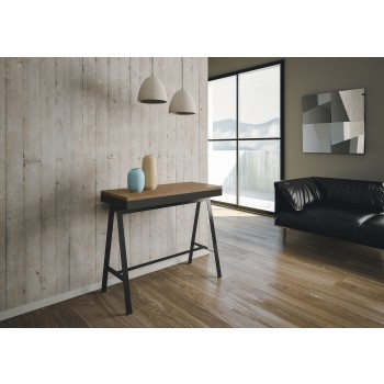 Console Banco Evolution avec cadre anthracite - Console extensible 90x40/196 cm Banco Small Evolution Chêne Naturel avec cadre anthracite