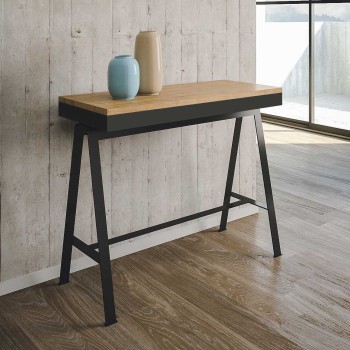 Console Banco Evolution avec cadre anthracite - Console extensible 90x40/196 cm Banco Small Evolution Chêne Naturel avec cadre anthracite