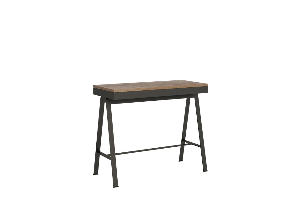 Console Banco Evolution avec cadre anthracite - Console extensible 90x40/196 cm Banco Small Evolution Chêne Naturel avec cadre anthracite