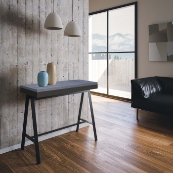 Console Banco Evolution avec structure anthracite - Console extensible 90x40/300 cm Banco Evolution en chêne naturel avec structure anthracite