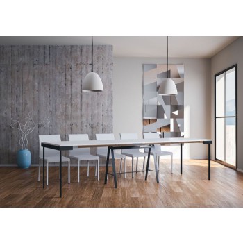 Console Banco Evolution avec structure anthracite - Console extensible 90x40/300 cm Banco Evolution en chêne naturel avec structure anthracite