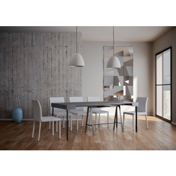 Console Banco avec structure anthracite - Console extensible 90x40/196 cm Banco Small Frêne Blanc avec structure anthracite