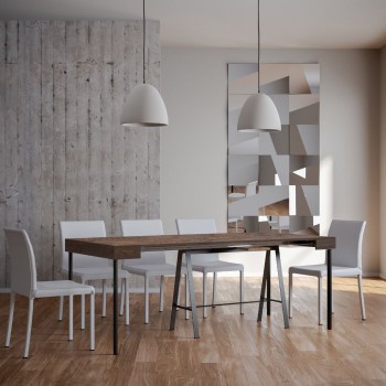 Console Banco avec structure anthracite - Console extensible 90x40/196 cm Banco Small Frêne Blanc avec structure anthracite