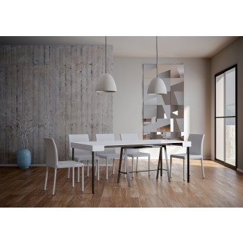 Console Banco avec structure anthracite - Console extensible 90x40/196 cm Banco Small Frêne Blanc avec structure anthracite