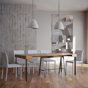 Console Banco avec structure anthracite - Console extensible 90x40/196 cm Banco Small Frêne Blanc avec structure anthracite