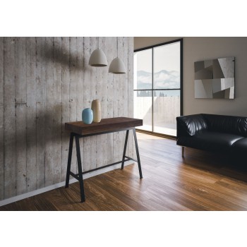 Console Banco, structure anthracite - Console extensible 90 x 40/196 cm, petite table Banco Premium, chêne naturel, structure anthracite